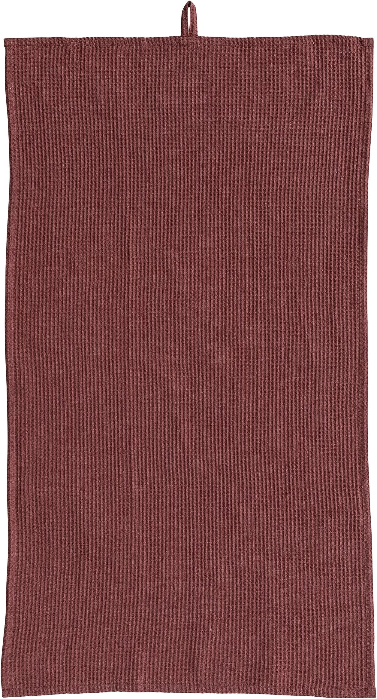 Creative Co-OpOversized Woven Linen and Cotton Waffle Decorative Loop for Dining and Kitchen, Berry Color Tea Towel, Pink