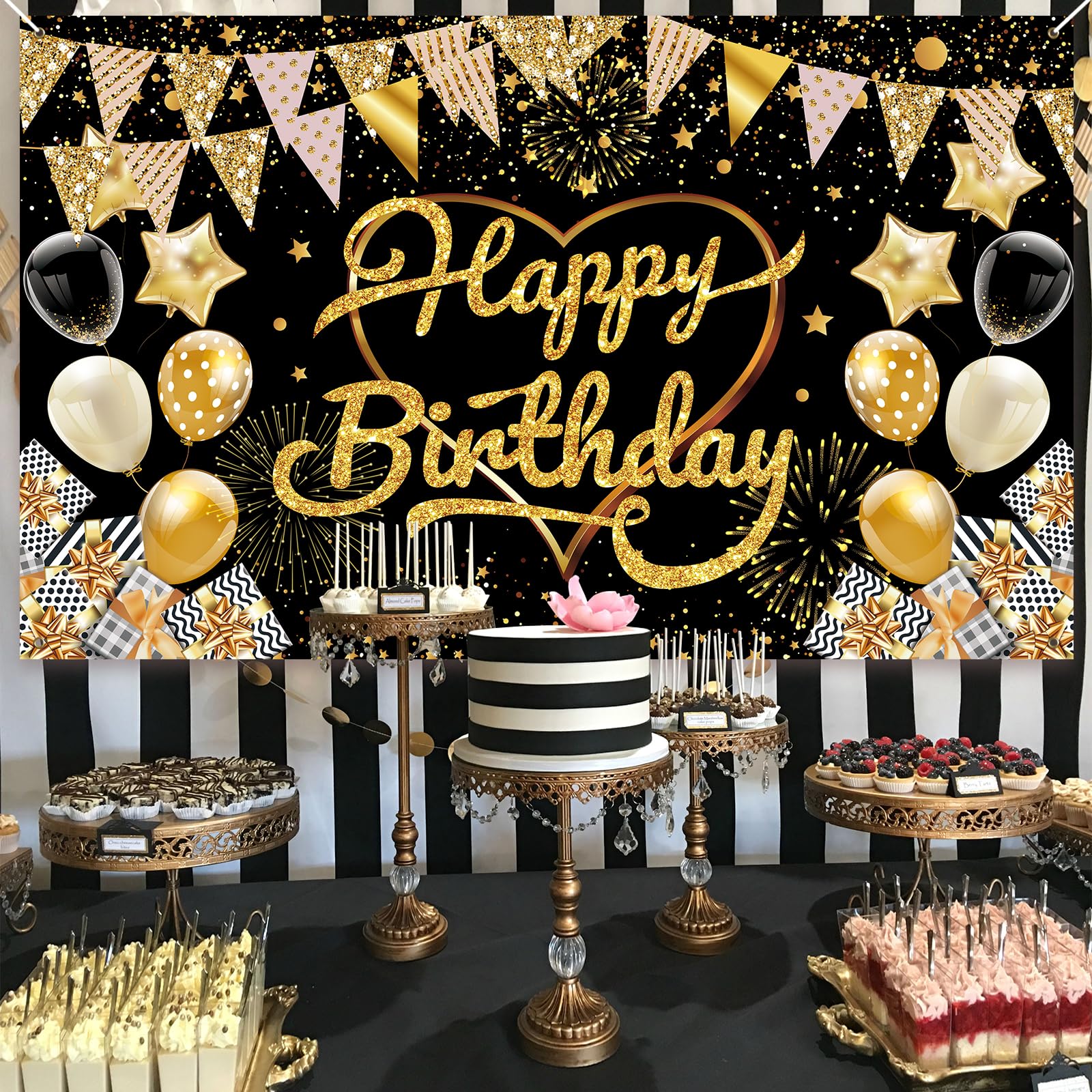 PartyYaa Geburtstag Banner Gross - 180x110cm Foto Hintergrund Deko Für Kinder