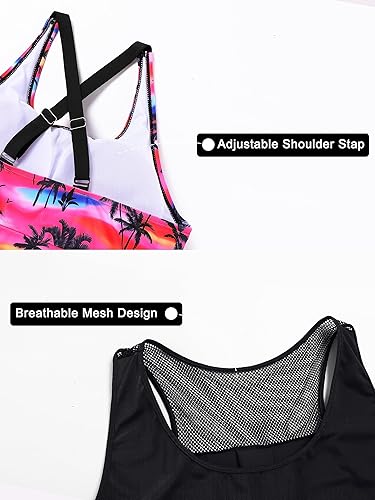 Miniatura 5 de NIeyook Women Plus Size 3 Piece Tankini Swimsuits Athletic Bathing Suits with Boy Shorts Tank Top with Sports Bra