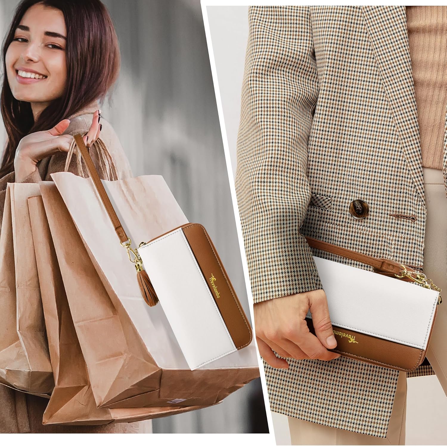 Travelambo Womens Wallet Tassel Bifold Ladies Cluth Wristlet Wrist strap Long Purse - Image 7