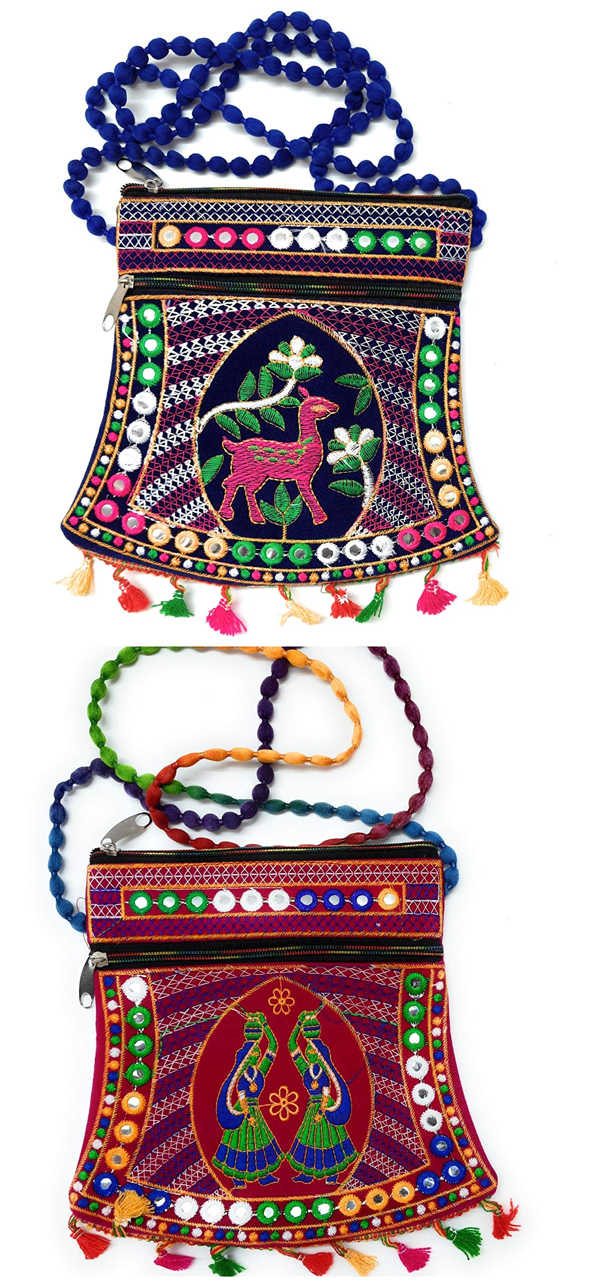 Chircrafts Handicrafts Cotton Embrodery Multicolour Rajasthani Sling Bag for Women & Girls(combo-2) (B08LZCC2WY) Amazon Price History, Amazon Price Tracker
