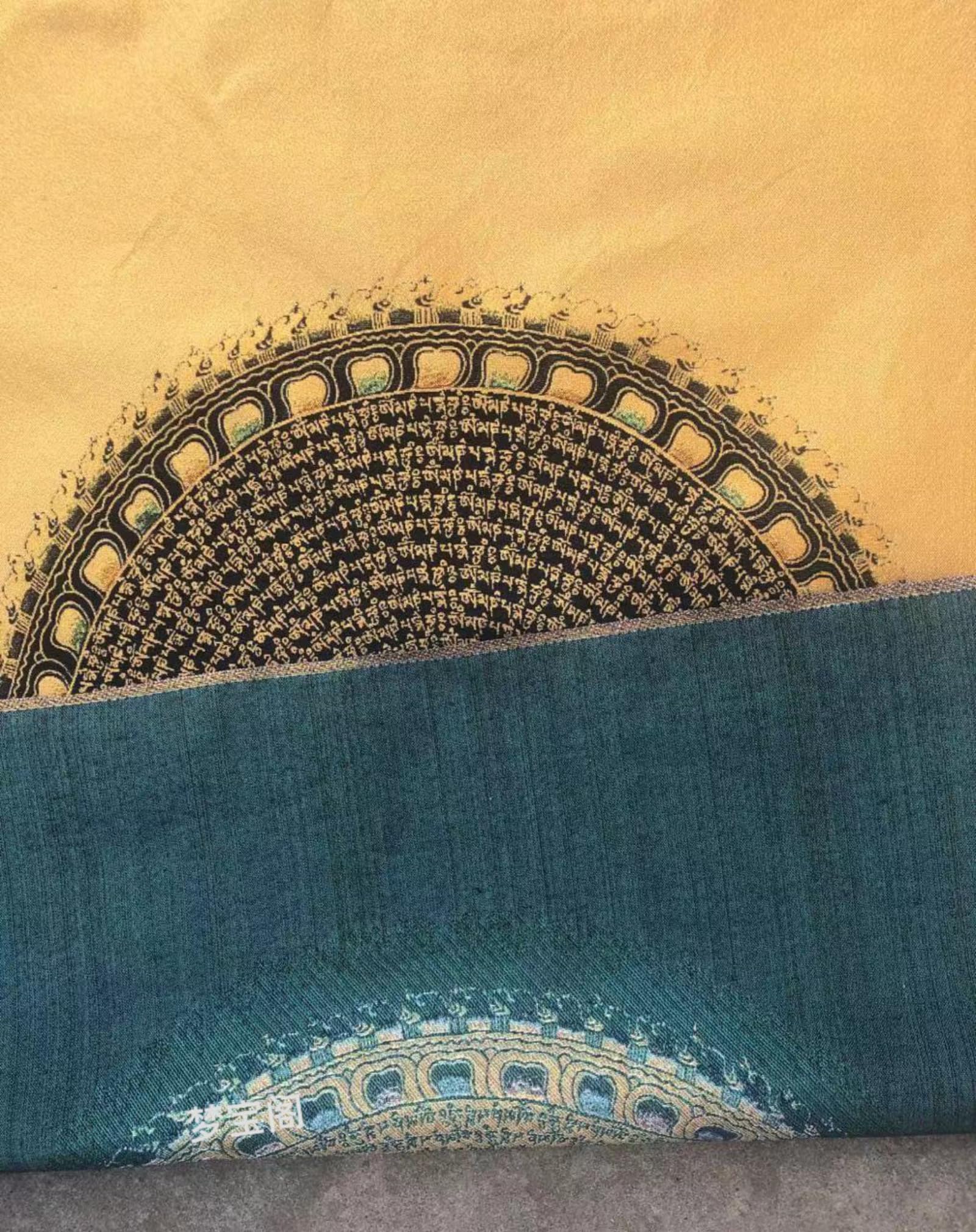 FENNYYAR Tibetische Wandmalerei, Brokat, 6 Zeichen, Mantra Thangka, 90 cm, tibetische Wandmalerei, Dekoration
