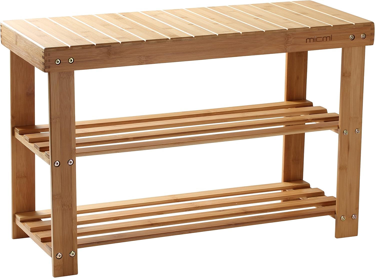 Bamboo Shoe Rack Bench 3-Tier, Shoe Organizer, Storage Shelf, Good Load Bearing, Ideal for Entryway Hallway Living Room and Corridor Natural Color