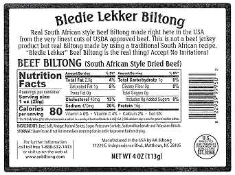 Bledie Lekker Sliced Biltong (4 x 4oz Pack)