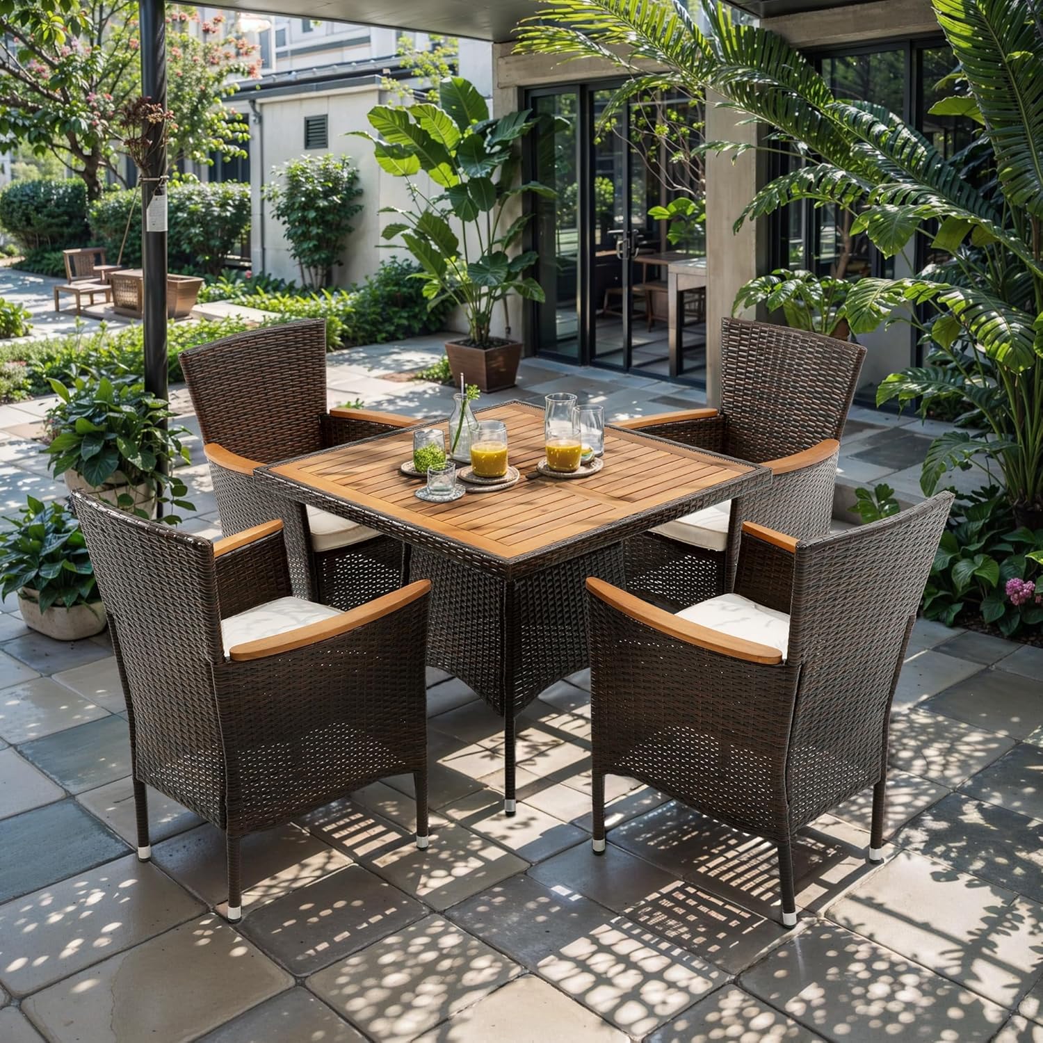 RoyalCraft 5 Piece Patio Wicker Dining Sets for 4