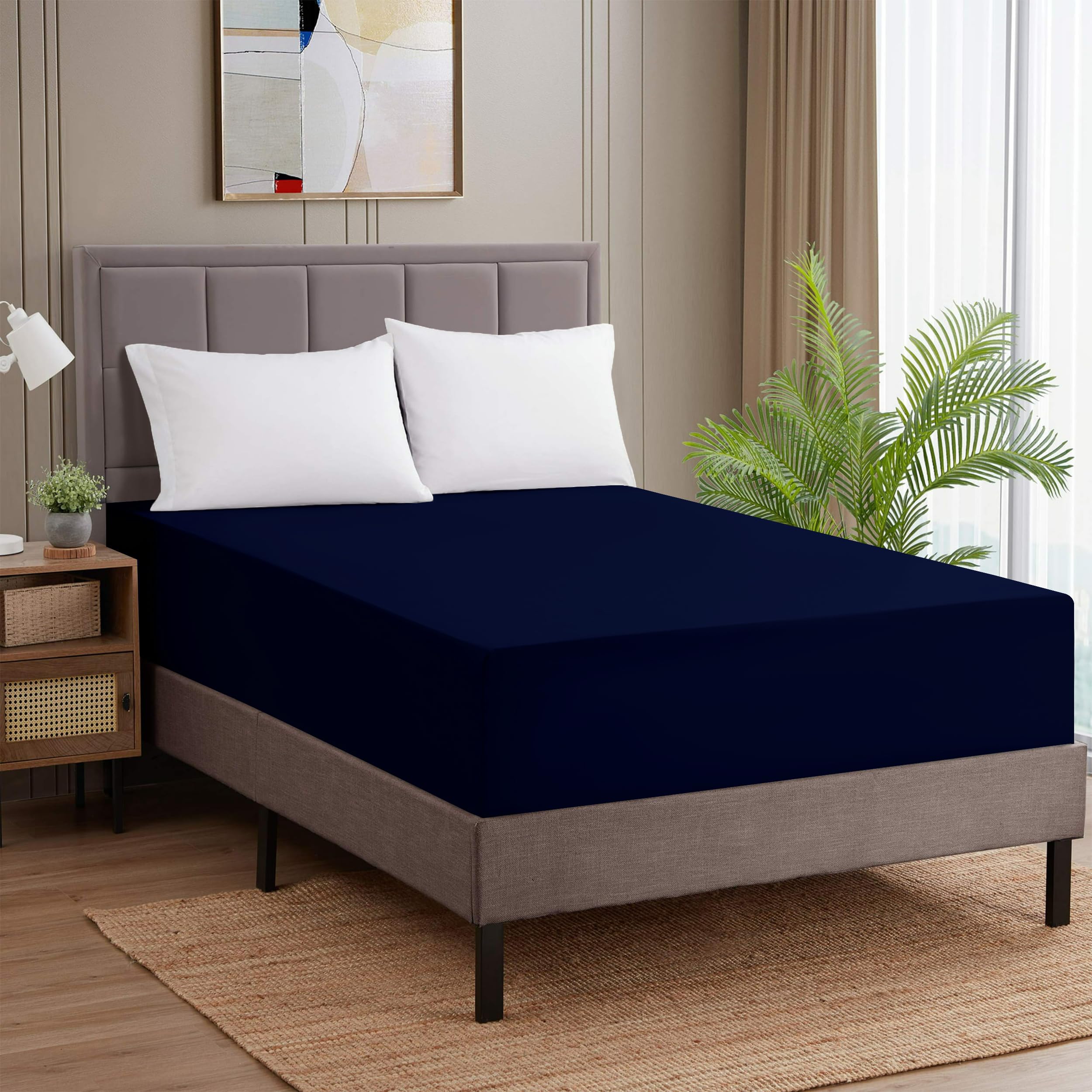 Oxford Homeware Double Fitted Sheet - Image 2