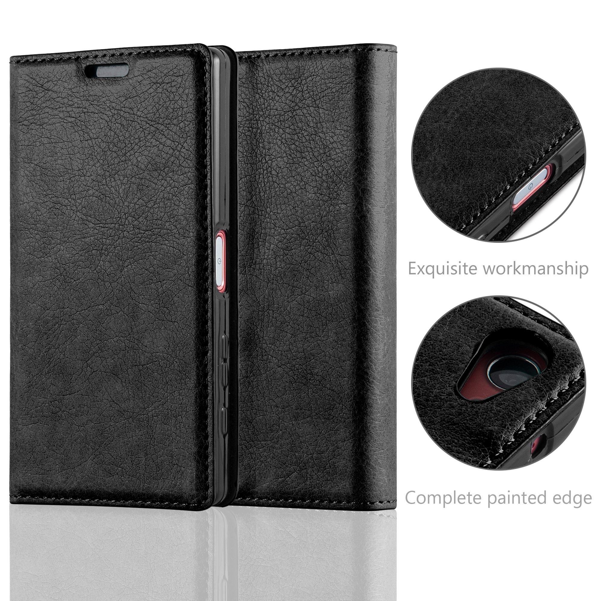 Cadorabo Flip-Hülle Für Sony Xperia Z5 – Kunstleder Mit Standfunktion & Kartenfach, Schwarz