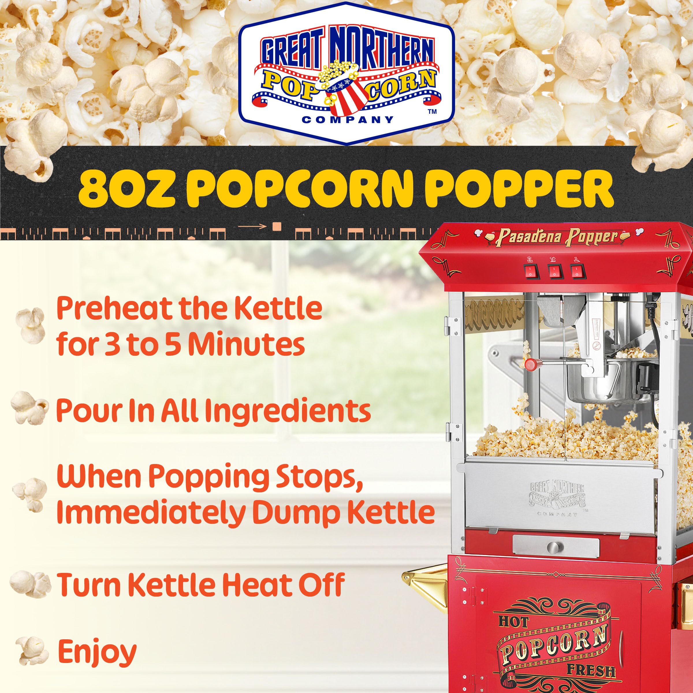 Amazon.co.jp: Great Northern Popcorn Pasadena ポップコーンマシン