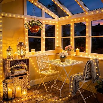 Joomer Fairy String Lights, 33FT 100LED Rechargeable Lights, Warm White