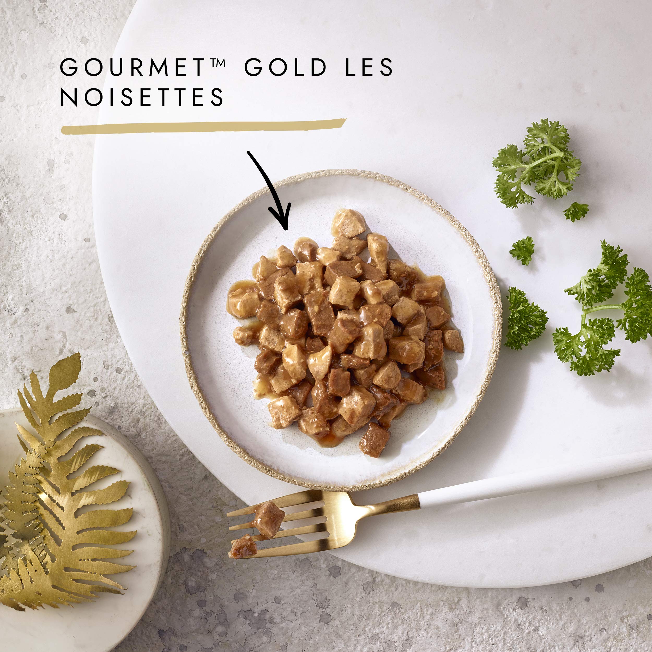 GOURMET | GOLD | Les Noisettes | Chat Adulte | Effilés en sauce | Bœuf, Poulet-Foie, Dinde-Canard, Saumon-Poulet |Portions Repas | Boite | 96 x 85 g