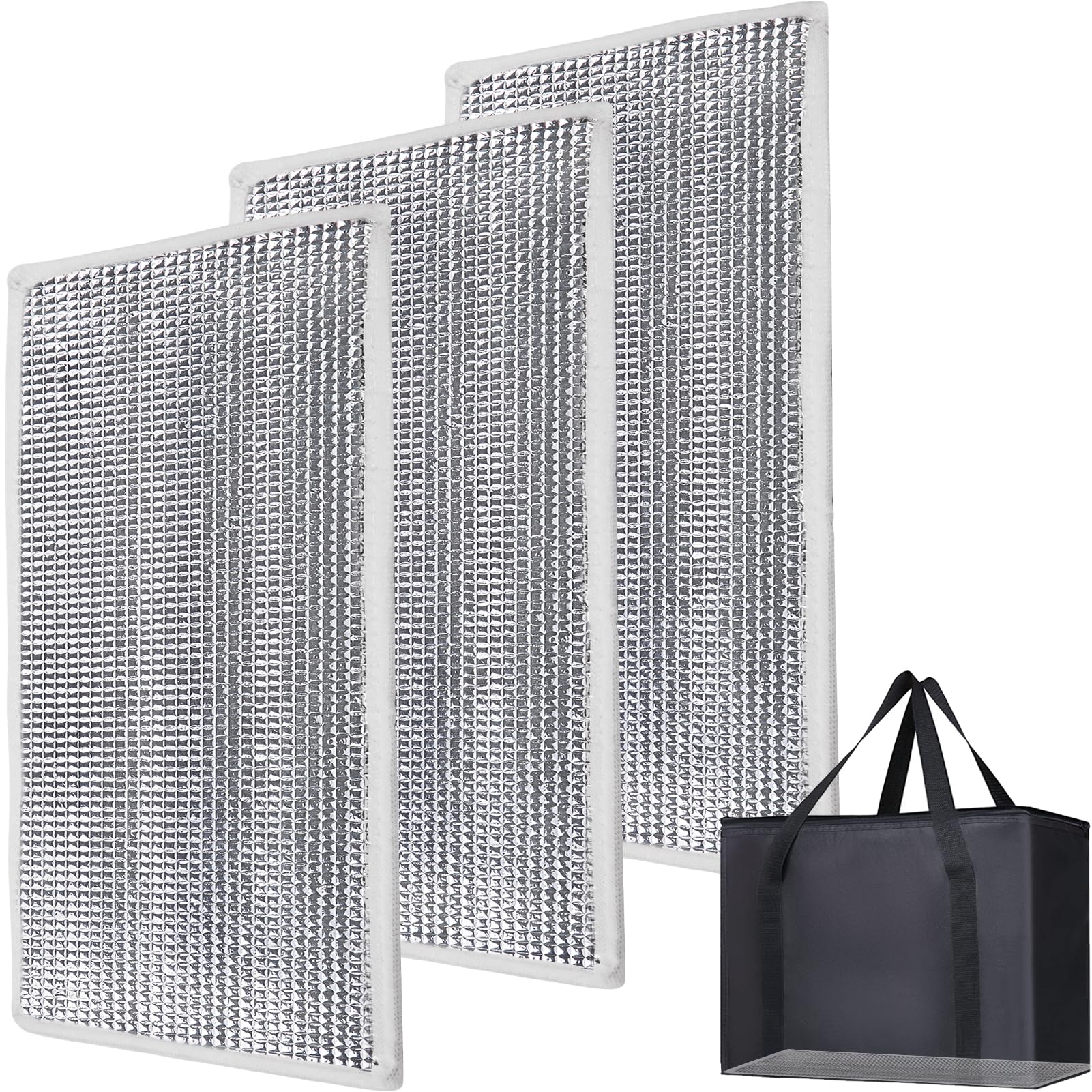 Bodaon 3PK Portable Insulation Hard Bottom for 16" W x 9" D Food Delivery Bag, Rideshare Delivery Bag, Insulated Grocery XL-bags Accessories, Reusable