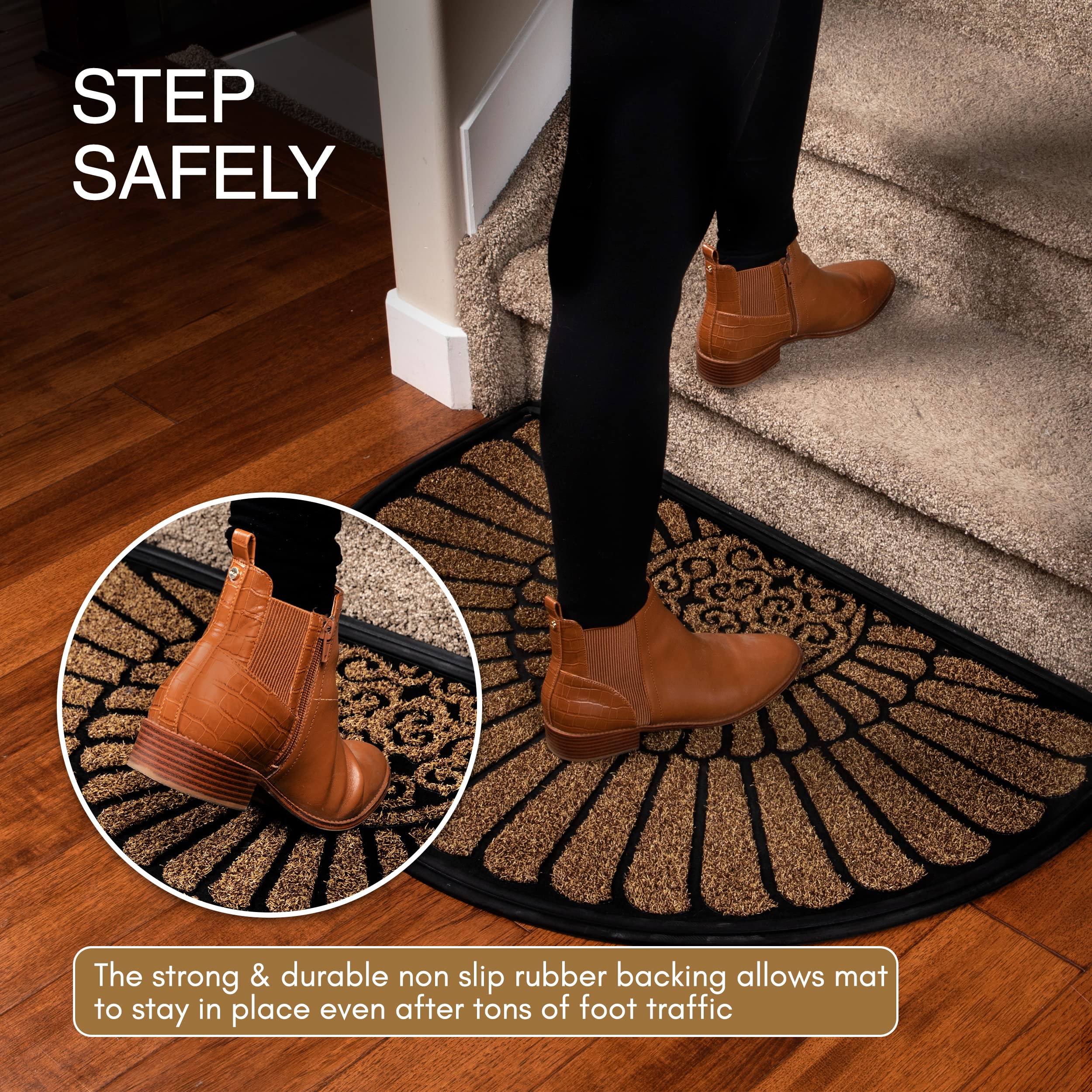 Simple Homestyle Half Round Door Mat NonSlip Half Circle Rug with