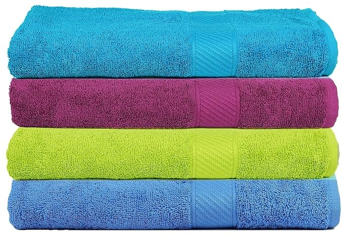 Trident 400 GSM Cotton Bath Towels, 68x145cm, Multicolour - Pack of 4