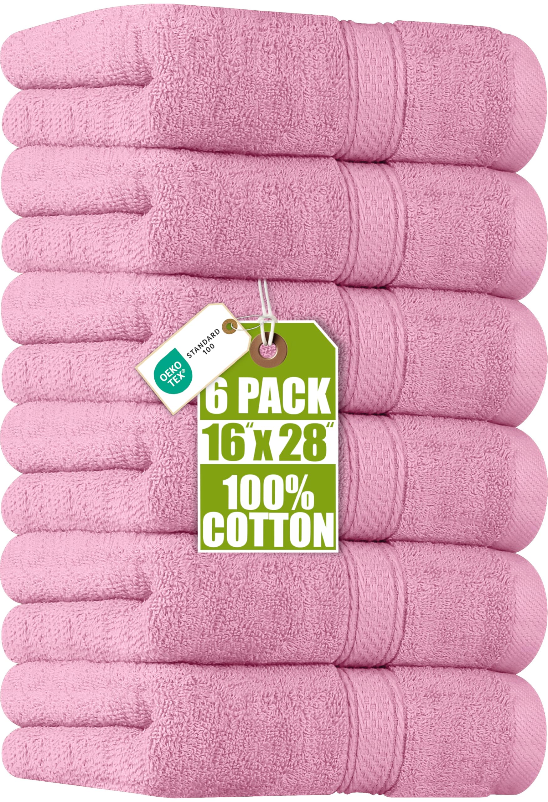Utopia Towels Premium Hand Towels - 100% Cotton, Ultra Soft, Highly Absorbent, 600 GSM, 16 x 28 inches, Hotel & Spa Quality (6 Pack, Pink)