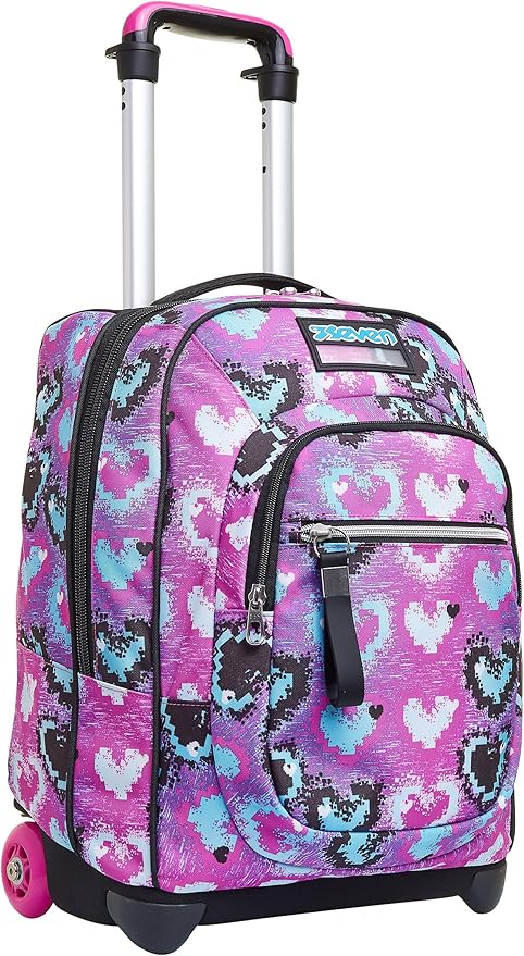title=Seven Trolley, Glossy Girl, Rosa, 2 in 1 Zaino con Cross-Over System, Scuola &