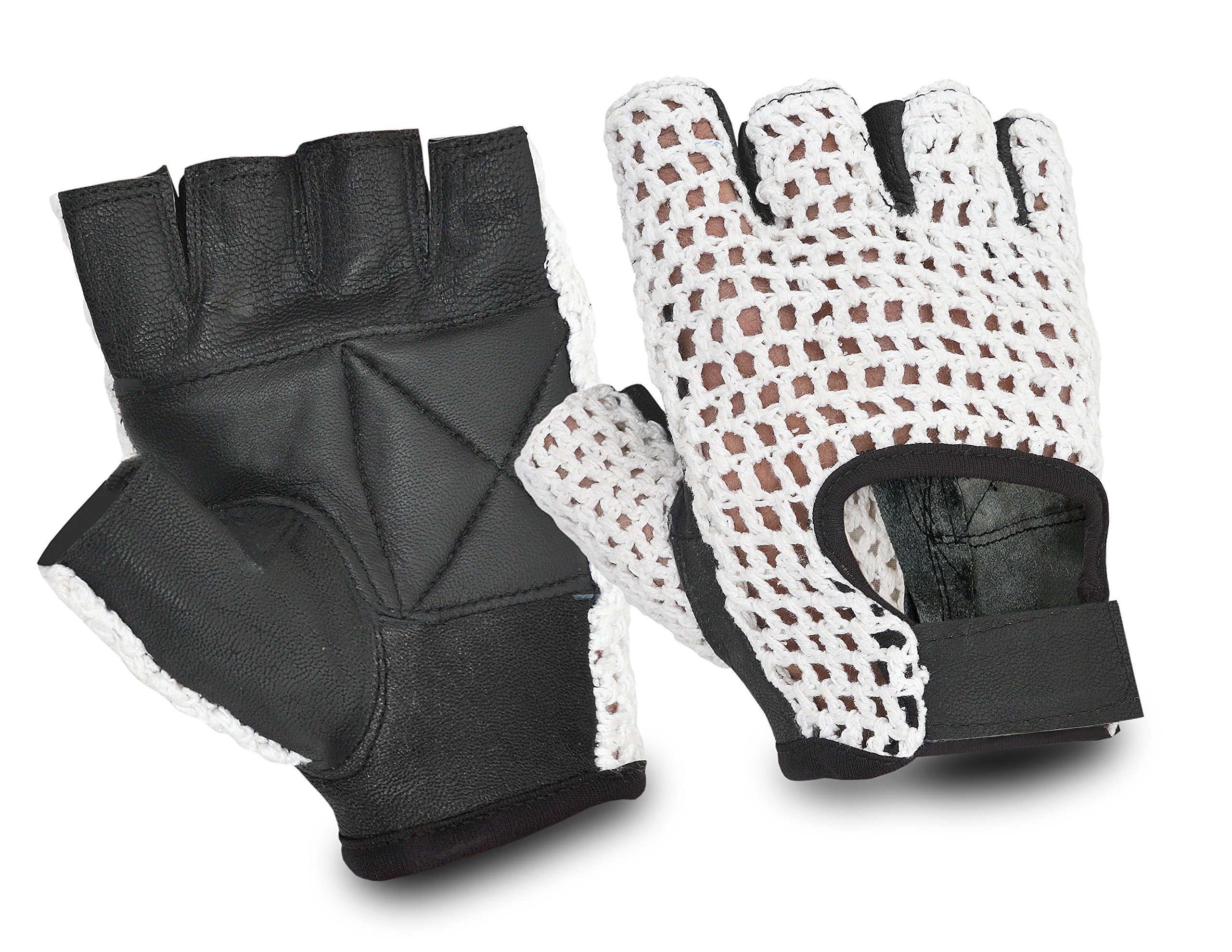 Kango Fitness Weight Lifting Gloves White Mesh Half Leather Black (XXL)
