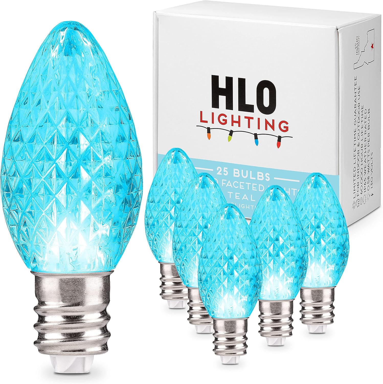 Holiday Lighting Outlet Faceted C7 Christmas Lights | Green LED Light Bulbs Holiday Decoration | Warm Christmas Decor for Indoor & Outdoor Use | 2 SMD LEDs in Each Light Bulb | Set of 500
