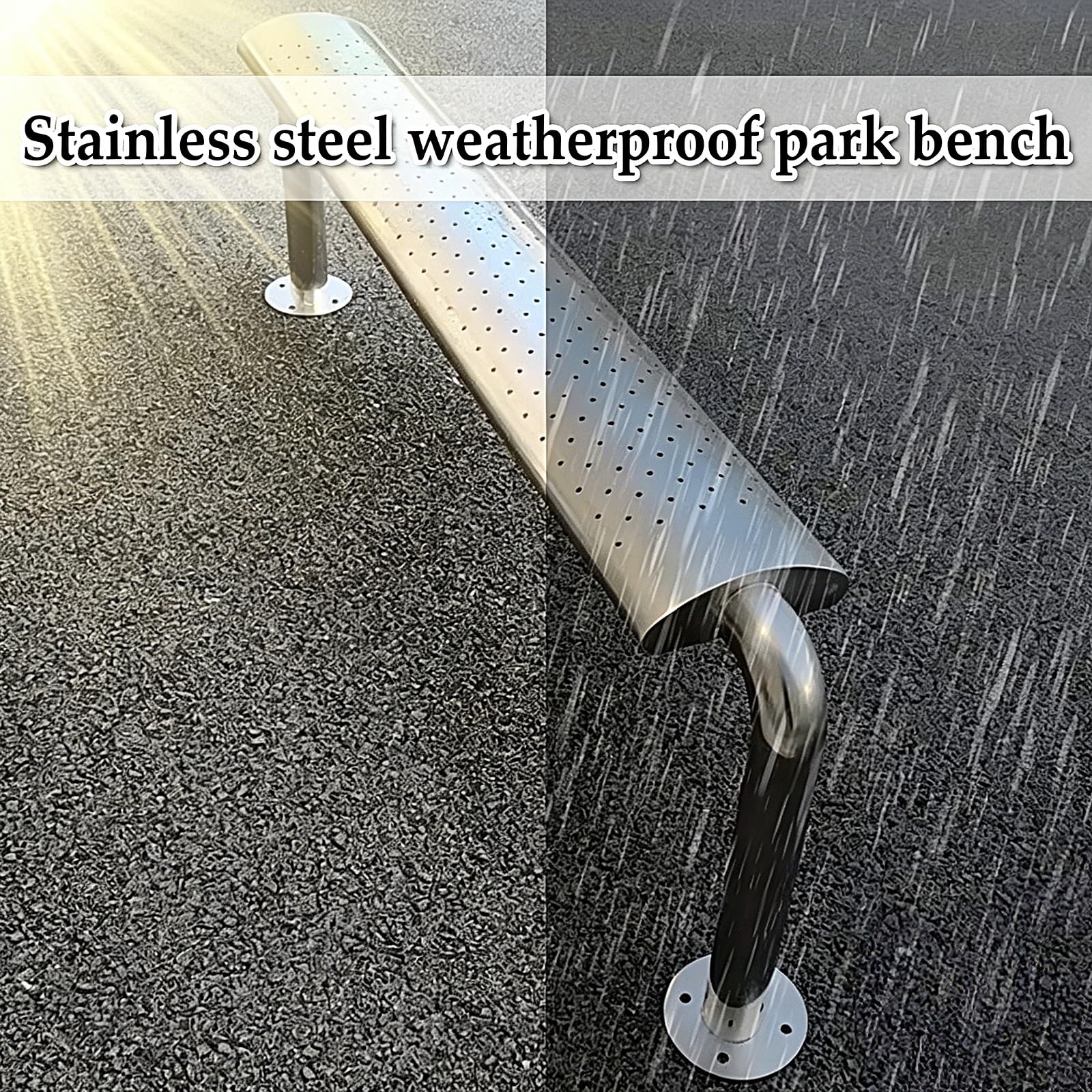 Panchina da Giardino 2 Posti Panchina da Esterno Resistenti Alle Intemperie Acciaio Inossidabile 201/304 Portata Massima 250 Kg per Piazze Fermate Dells'autobus(304 stainless steel,100x20x50cm)