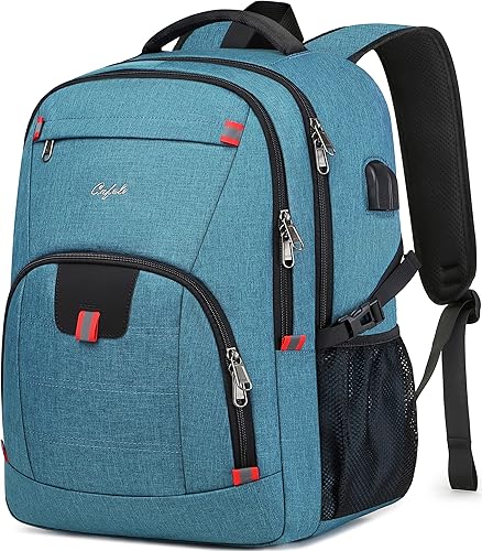 CAFELE 17.3 Mochila para computadora portátil de viaje, mochila escolar con puerto de carga USB