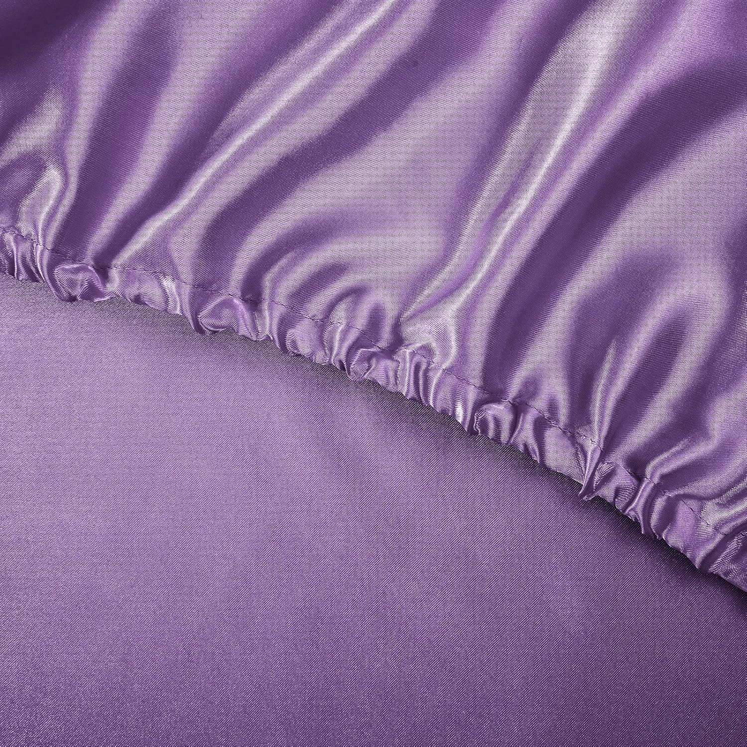 TREELY 6 Piece Satin Sheets Full Size Silky Smooth Lavender Sheet Set with Deep Pocket, Fitted Sheet, Flat Sheet, 4 Pillowcases