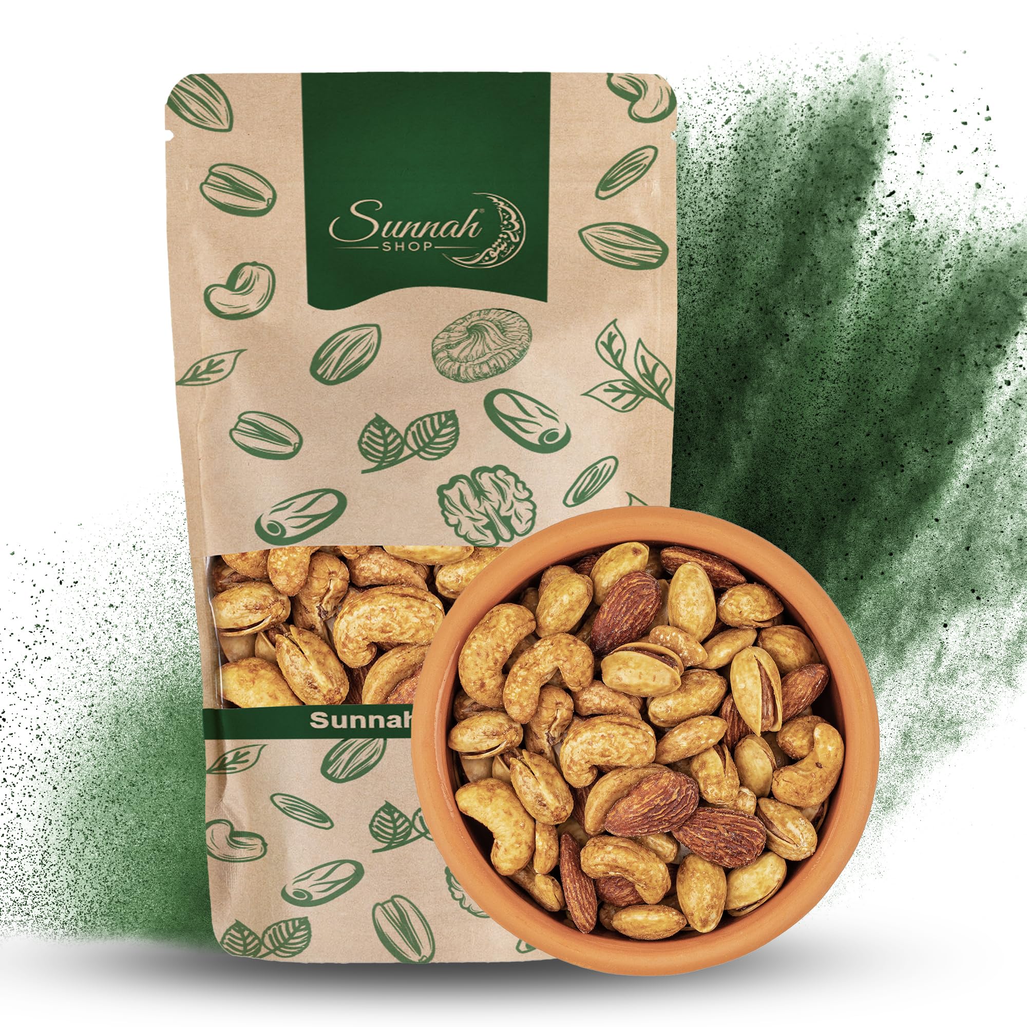 Sunnah Shop® Geräucherte Nussmischung aus Cashewkernen, Mandeln und Pistazienkerne | Intensives Raucharoma, knusprige Konsistenz | Studentenfutter Nüsse mix Vegan Protein (5KG)