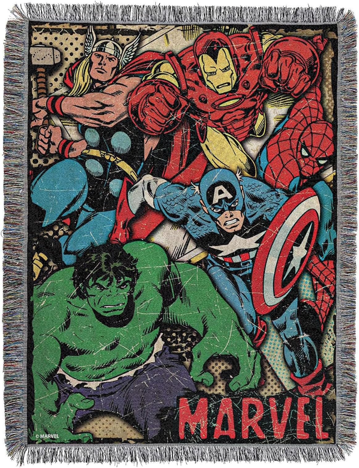 Retro Heroes Metallic Woven Tapestry Throw Blanket