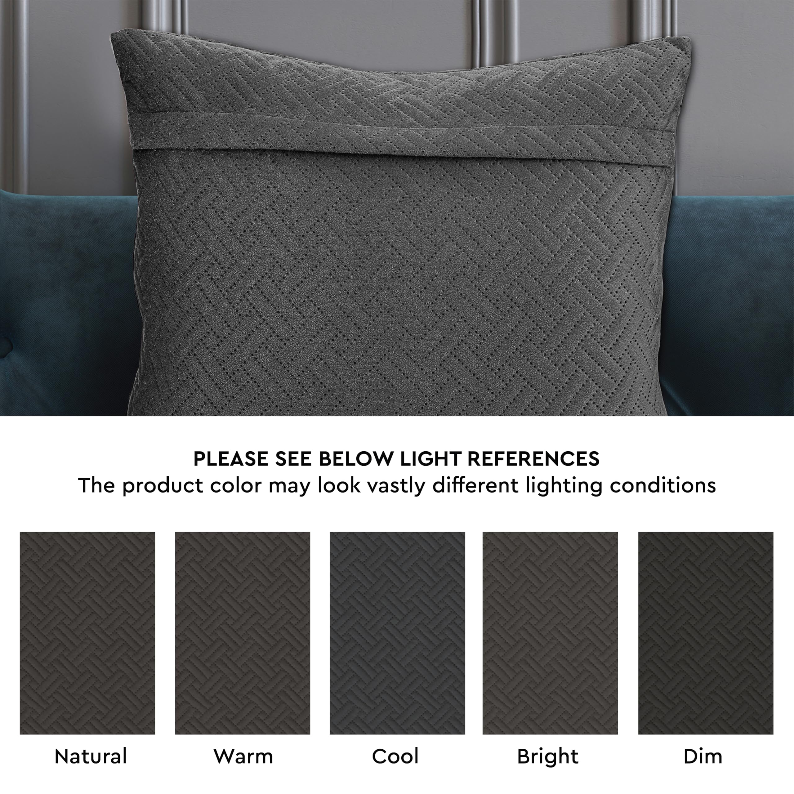 Encasa XO Cushion Covers 40x40 cm Set of 2, Dark Grey, 40 x 40 cm (Pack of 2) - Image 3