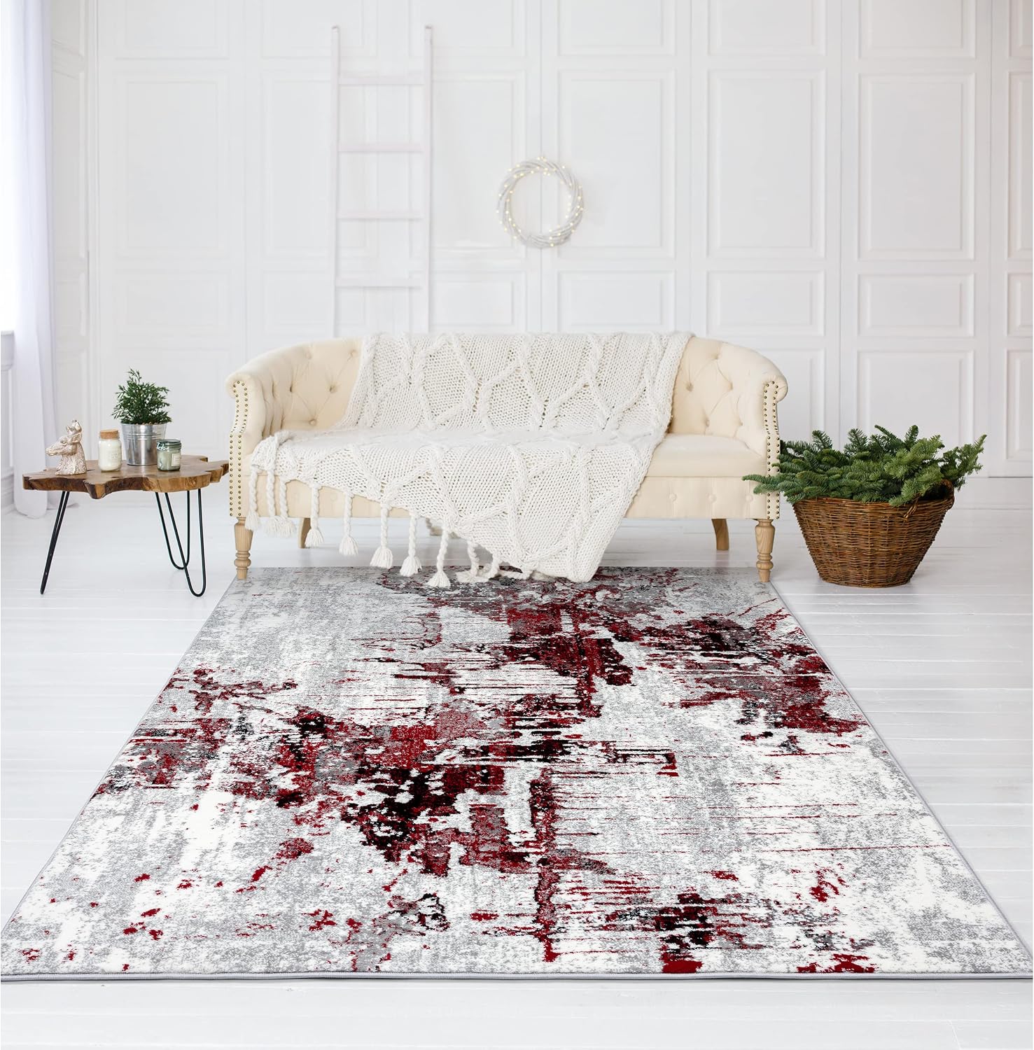 LUXE WEAVERS Abstract Area Rug (4' x 5', Red)