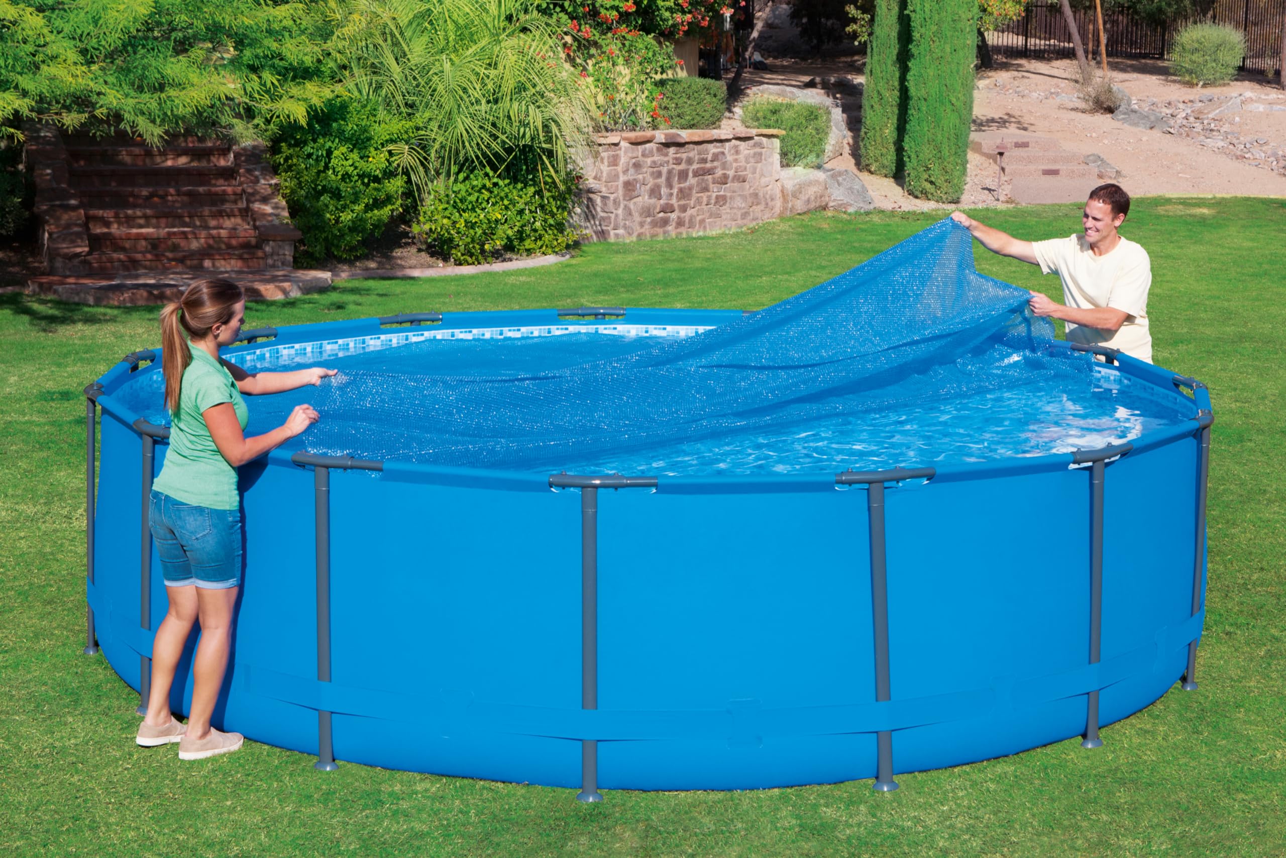 BESTWAY Cobertor Solar Redondo Ø462 cm para Piscinas Redondas de Ø457 cm Azul