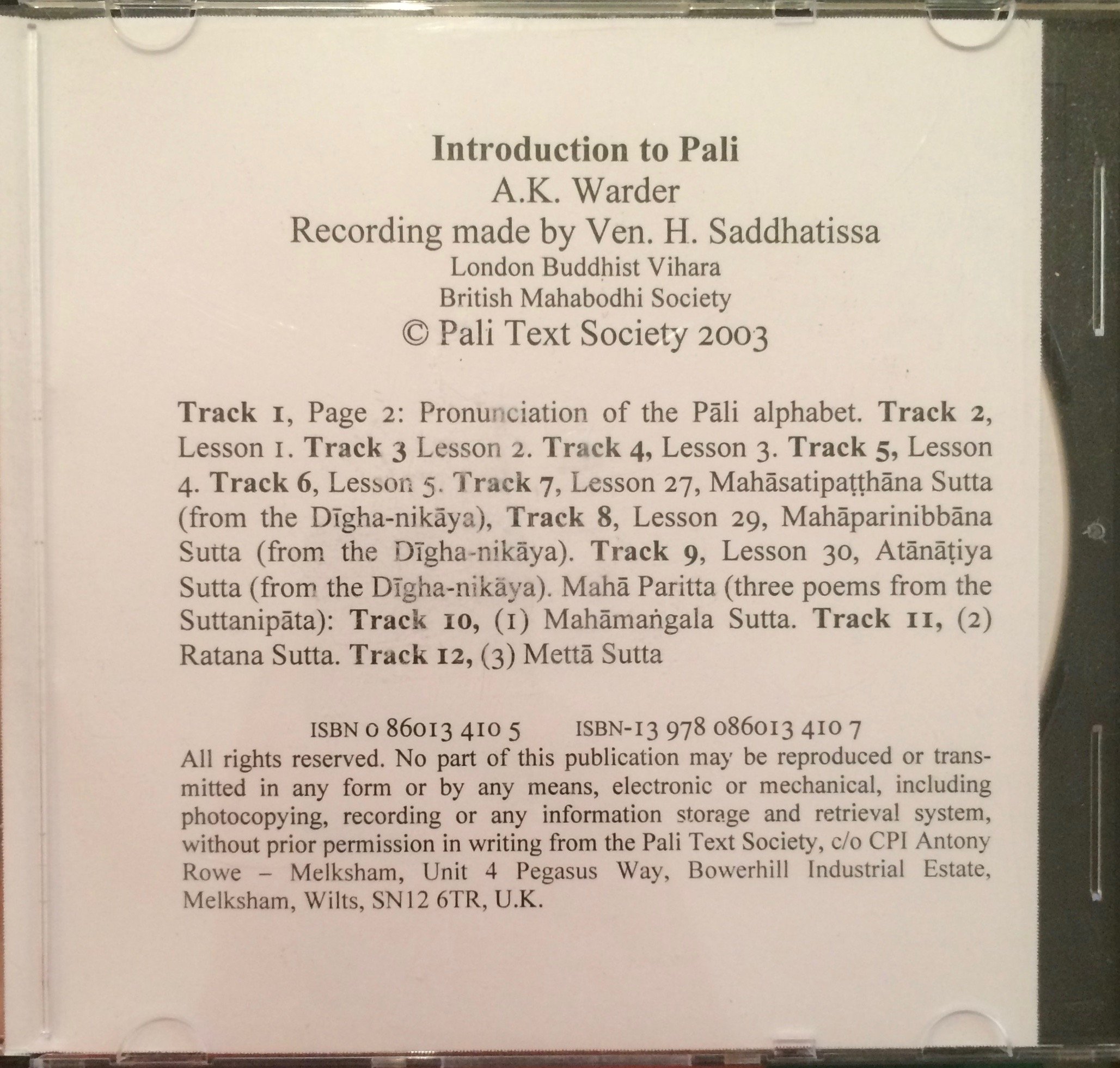 Introduction to Pali