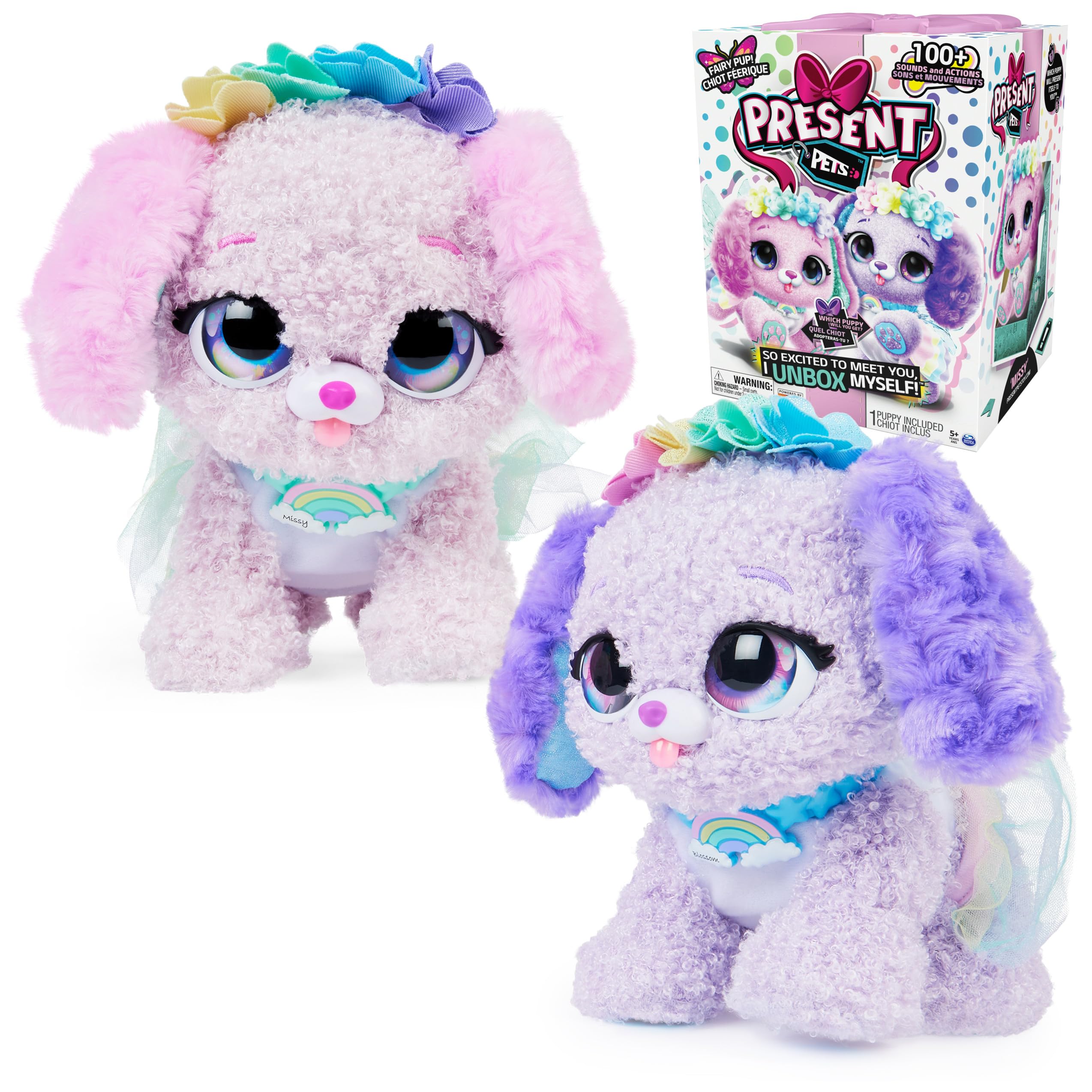 Present Pets, Fairy Puppy Interactive Surprise Plush Toy Pet with Over 100 Sounds & Actions (Style May Vary), Girls Gifts, Kids Toys for Girls