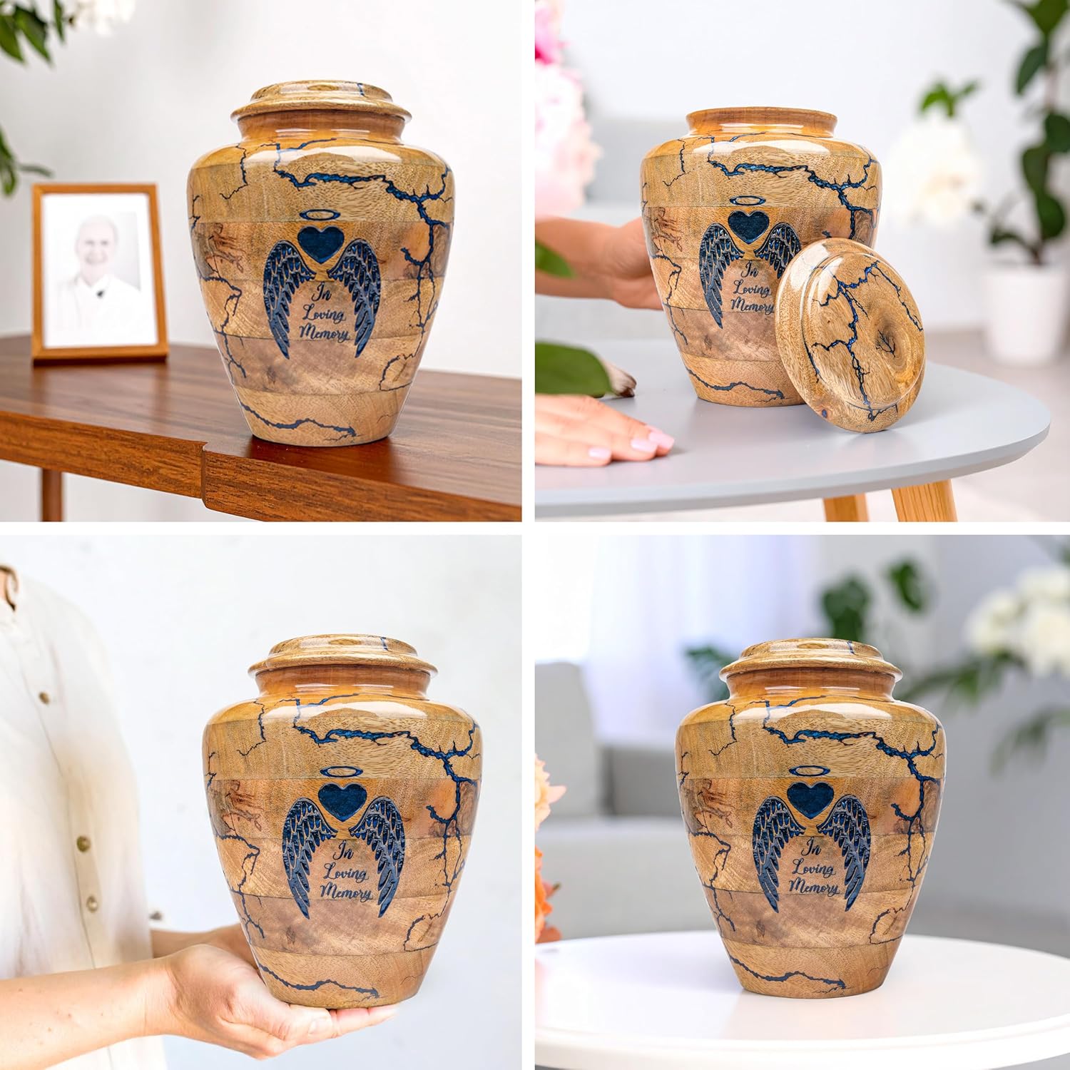 Handmade Lightning Urns for Human Ashes Adult Male Female - Resin Wings Dog Cat Pet Memorial Urn, Urn for Ashes for Men Women (Medium-180 lbs)