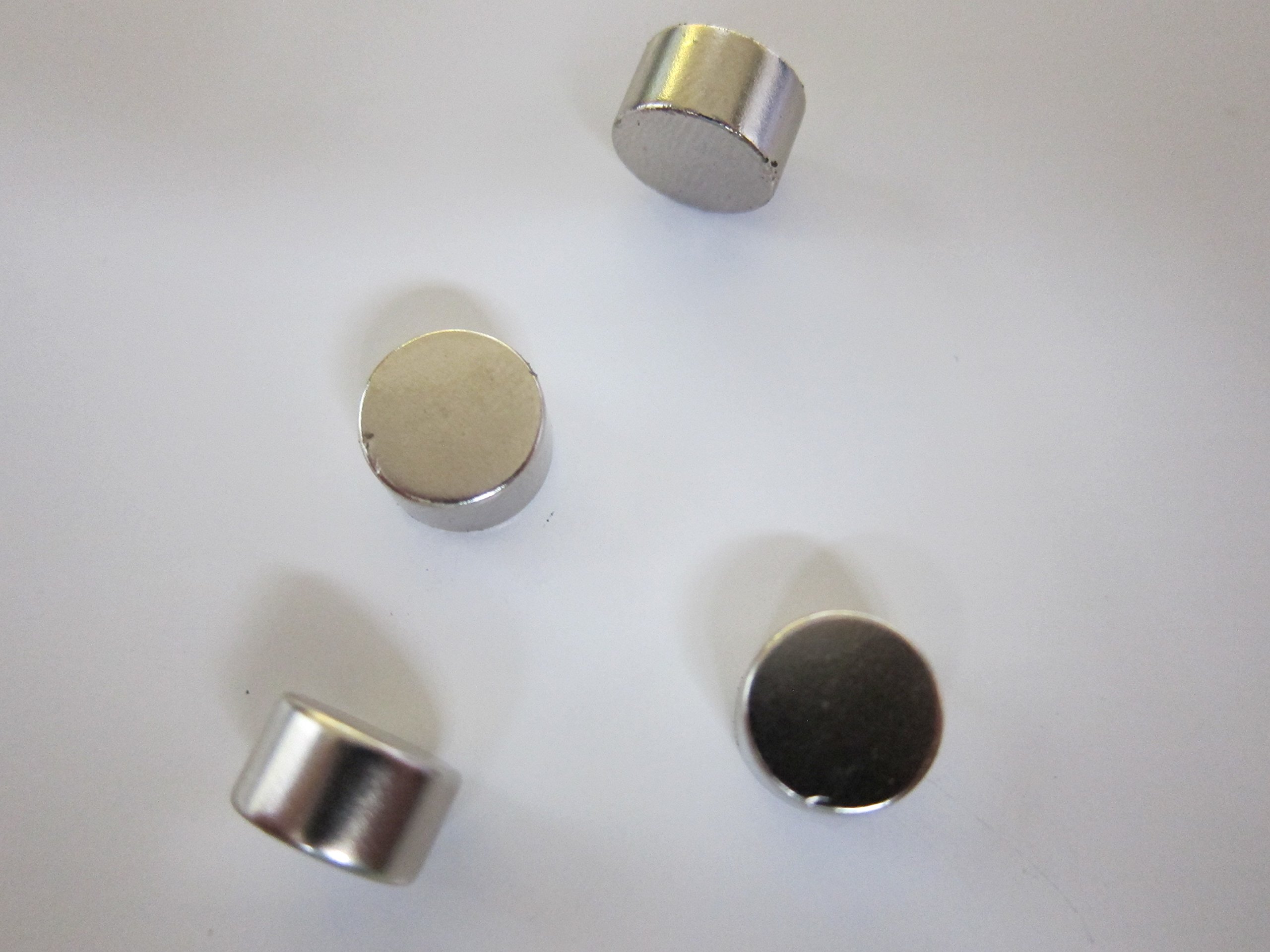 Supa-Mag10mm Dia x 6mm thick Grade N35 Neodymium Discs - Pack of 4, Color: Bright Nickel (Silver) 3.121kg Pull Strength