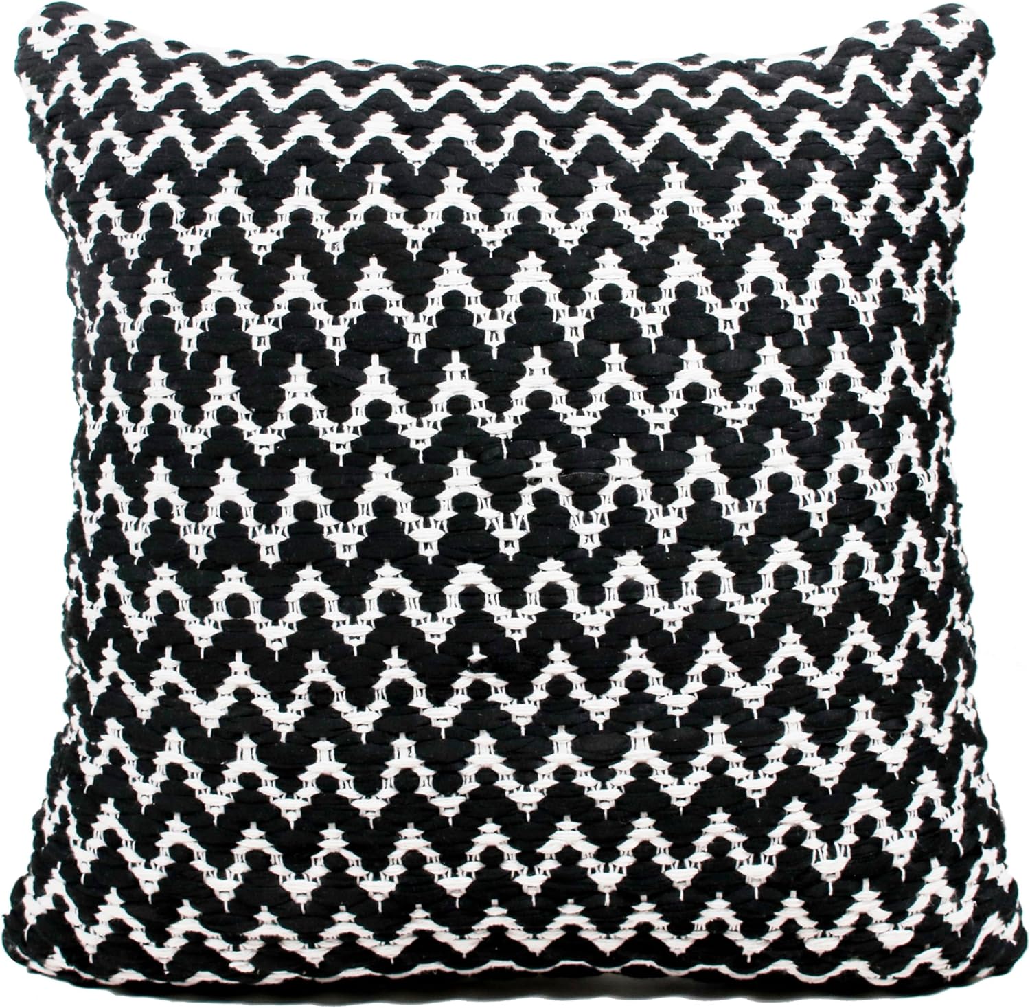 LR Home 20x20 Inches Chevron Cotton Blend Throw Pillow Covers For Home Decor | Modern Boho Cushion Covers For Throw Pillows | Perfect For Living Room Couch & Bedroom Decorations | Black/White