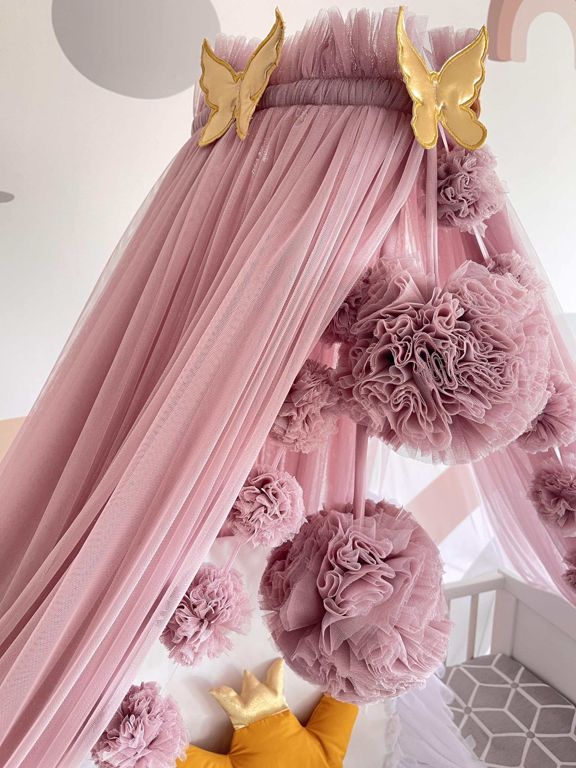 Baby Fancyroom Betthimmel für Babybett, Altrosa, Prinzessin Babywiege, Moskitonetz, Beistellbett Himmel, Babyzimmer Deko, Baldachin Kinderzimmer aus Premium Tüll