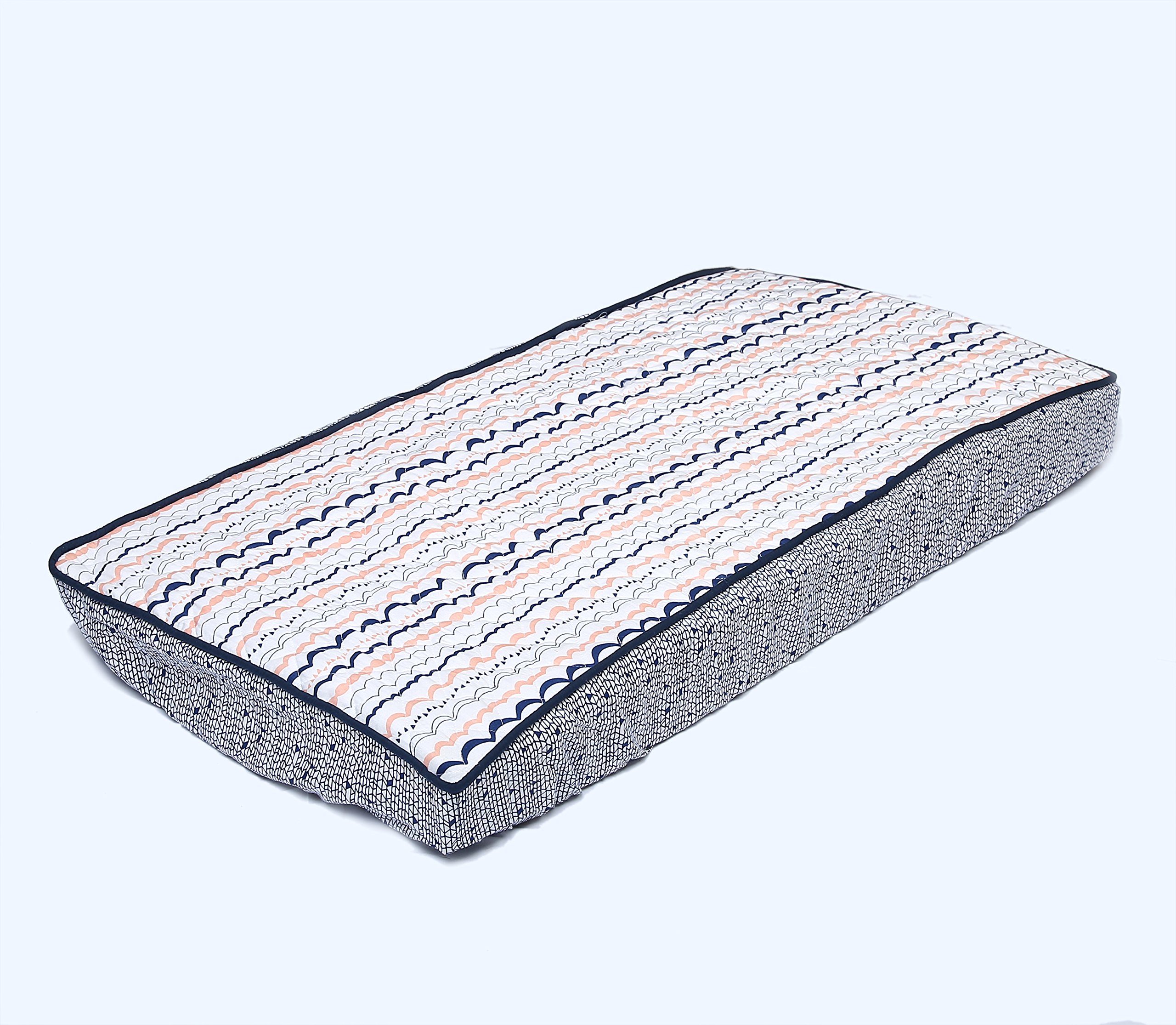 Bacati - Tribal Olivia Quilted Changing Pad Cover (Garland Coral/Navy)