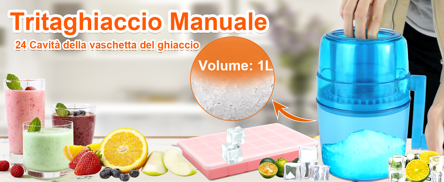 Tritaghiaccio Manuale Tosucs - Con Manovella E Stampo Per Cubetti, Per Granite E Cocktail - Foto 2