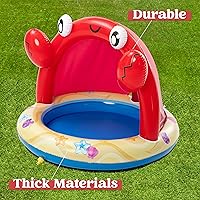 Vista 3 de Sloosh Aspersor de piscina para bebés, piscina de cangrejo con toldo, piscina inflable para bebés para aprender, juguetes de piscina de agua