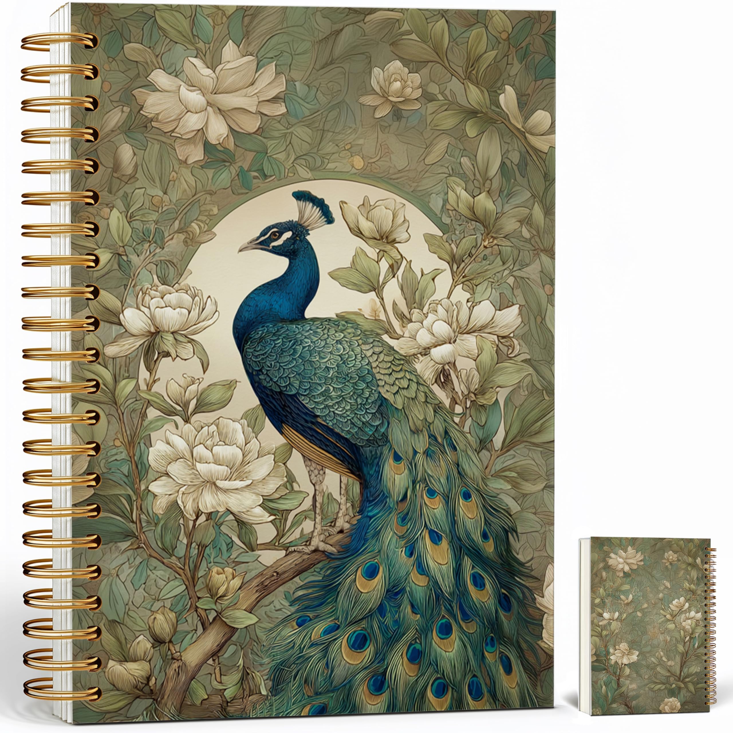 Journaling Notebooks for Women, William Morris Abstract Floral Notebook - Vintage Peacock Notebook Journal Gifts, Lined Paper, A5 Spiral Journal Notebook Office Supplies Gifts for Women Birthday