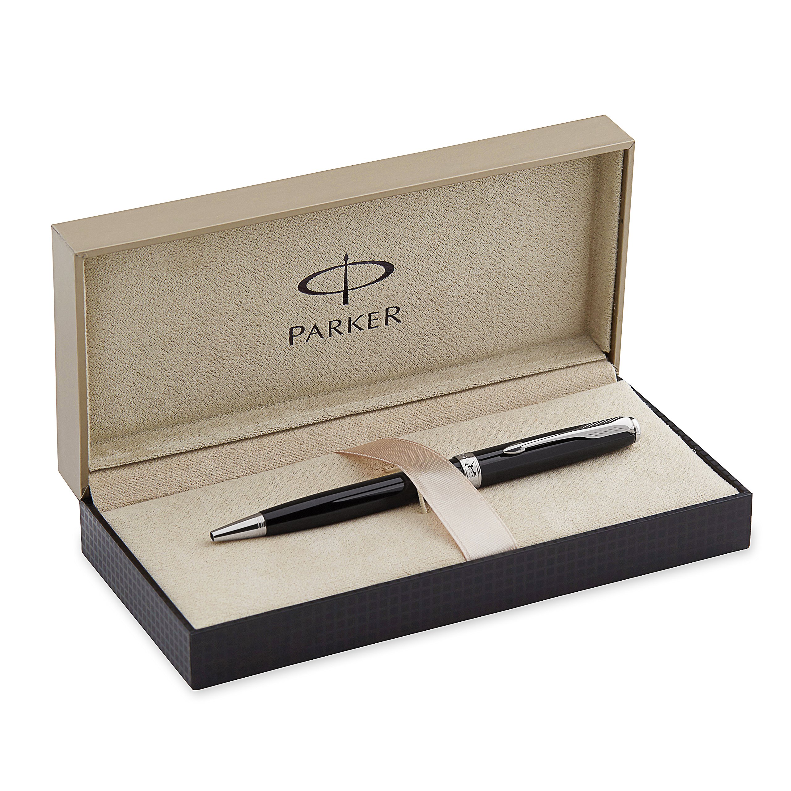 Amazon | Parker Sonnet Lacquer Deep Black Ball Pen Chrome Trim Ref