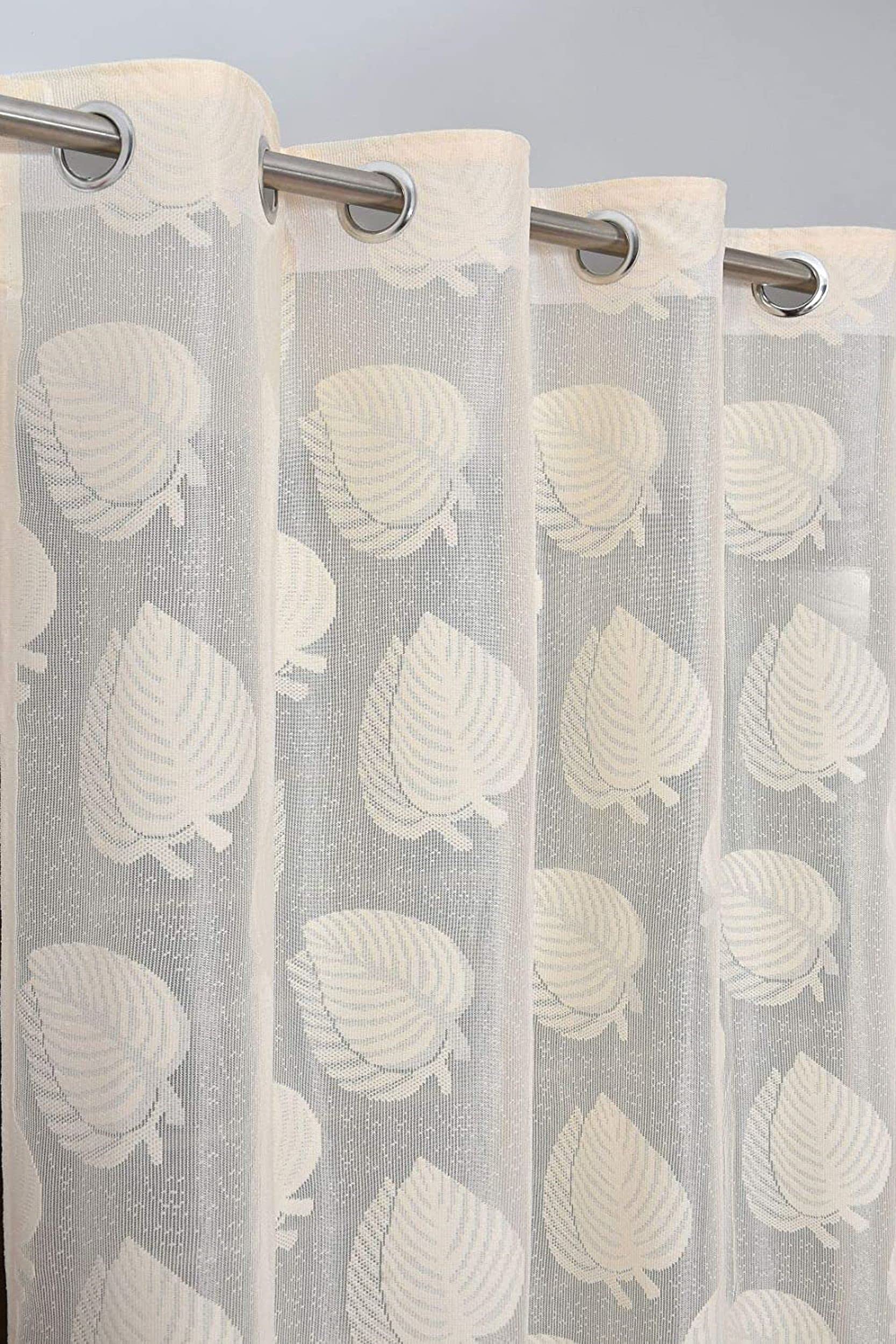 Kiara Creations 2 Piece Premium Net Leaf Transparent Curtains for Door 7 Feet, Cream (B08HMWNW3P) Amazon Price History, Amazon Price Tracker