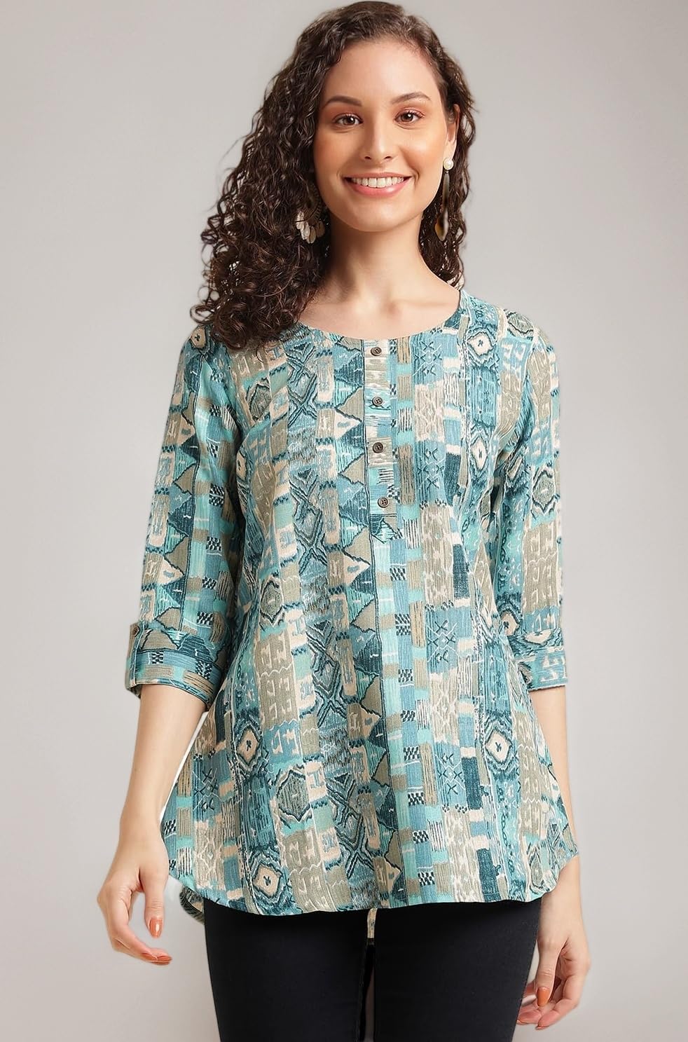 NAINVISH Tops for Women Printed Regular Fit Shirt Top for Women|Tops for Women Stylish Latest|Office Wear Tops for Women|Cotton Blend Tops for Women