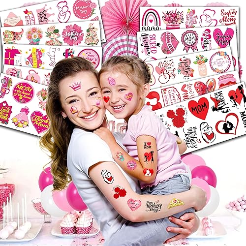 Miniatura 3 de 102 tatuajes temporales para el Día de la Madre Feliz Día de la Madre, decoraciones de fiesta temática de cumpleaños, suministros de decoración de