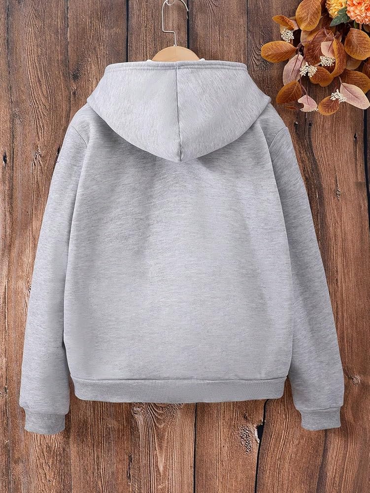 Floerns Girls Casual Long Sleeve Zip Up Hoodie Jacket with Pockets