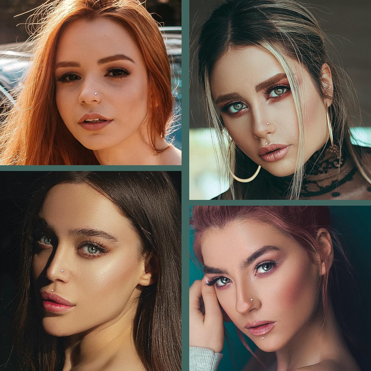 Sllaiss 8 Pcs 20G Nose Ring Studs Made with Austrian Crystal for Women Stainless Steel 1.5mm 2mm 2.5mm 3mm Nose Piercings Set Body Jewelry Hypoallergenic - Image 2