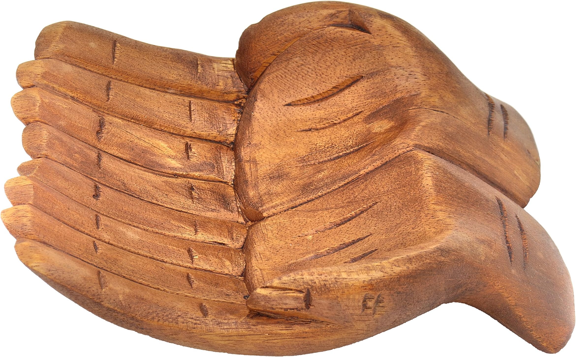 Unique Gift Balinese Hands Carved Wood Offering Bowl Gemstone Crystal Keepsake Display