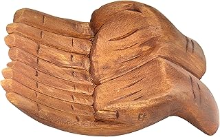 Unique Gift Balinese Hands Carved Wood Offering Bowl Gemstone Crystal Keepsake Display