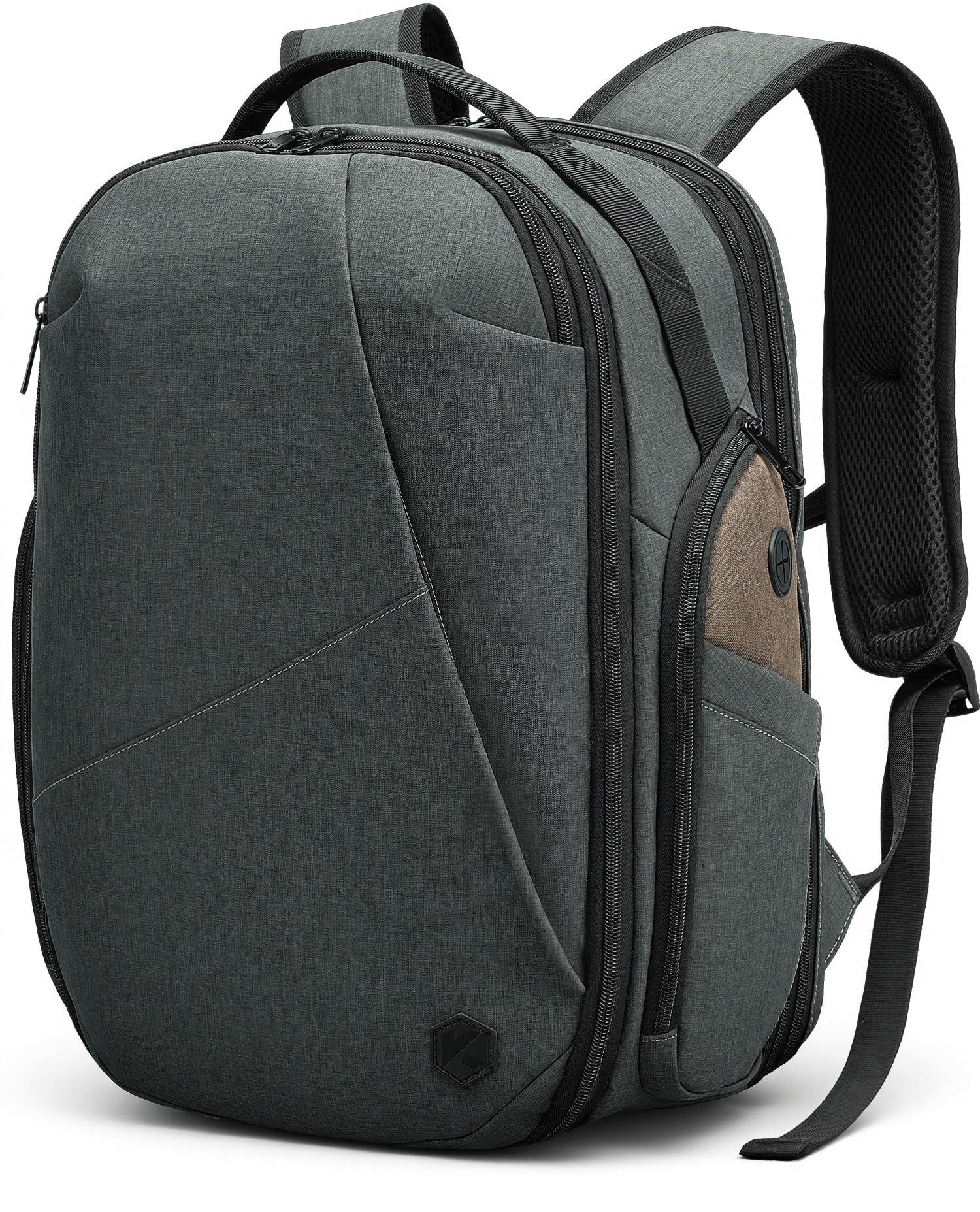 VANKEV Zaino da Viaggio Espandibile Bagaglio a Mano per EasyJet Borsa PC | 30L-38L, Grande Capacità, Zaino Leggero per PC 17 Pollici, Borsa da Viaggio Casual per Uomo e Donna, Verde Ardesia Selvaggio