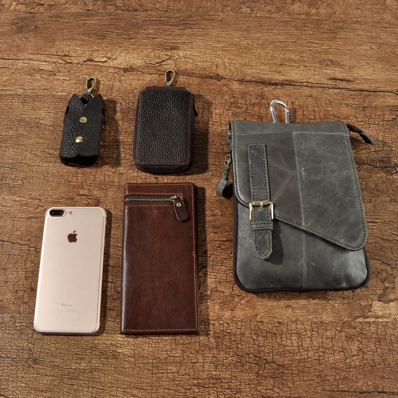 Herren-Gürteltasche aus echtem Leder, Dunkelbraun, Messenger-Schultertasche, für den lässigen Gebrauch, Geschenke für Männer, GRAU, Vintage