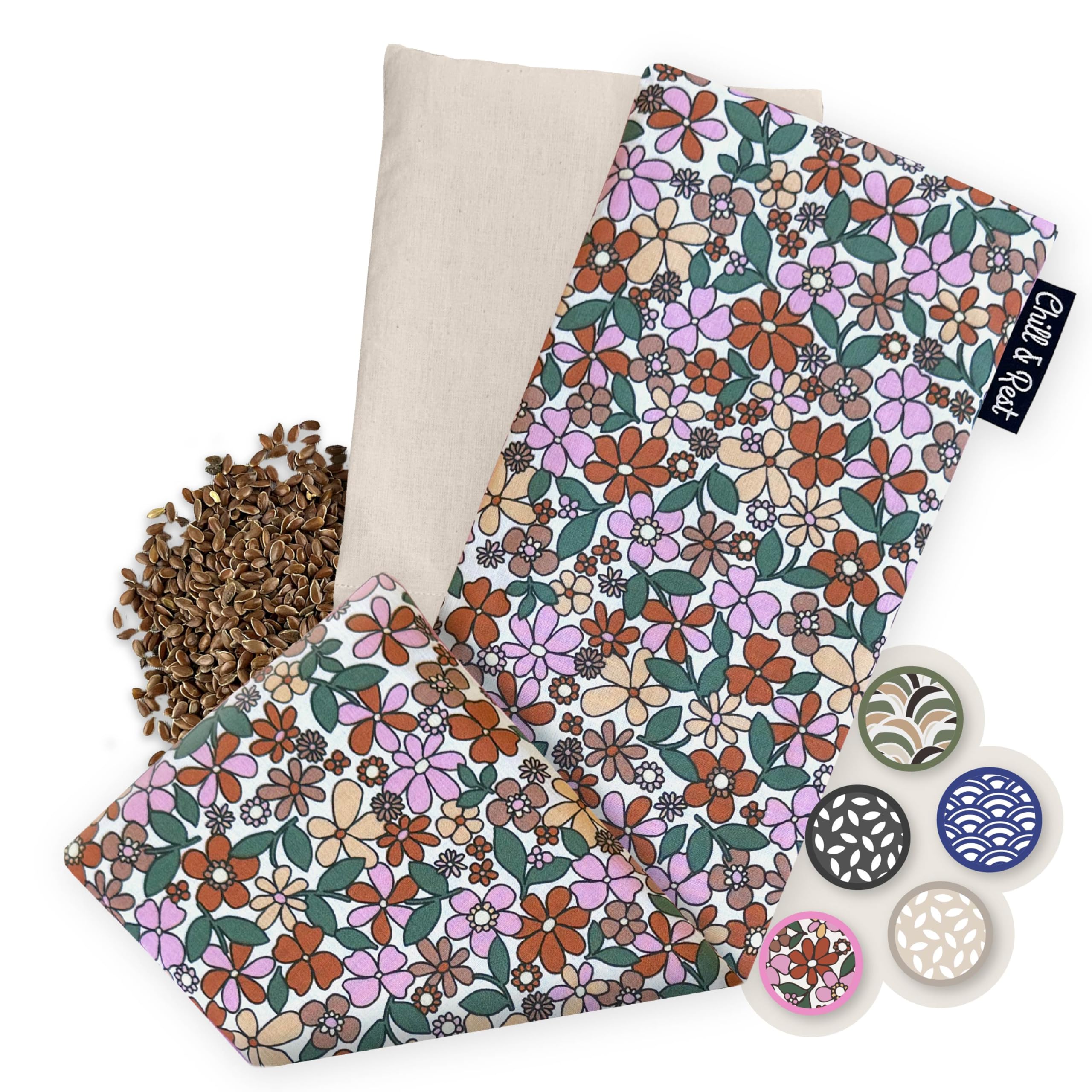 Chill&Rest - Bouillotte longue micro-onde déhoussable - Fabriquée en France - Coussin chauffant cervicales - Bouillotte seche - Ceinture chauffante règle douloureuse - Tour de cou chauffant-La Florale